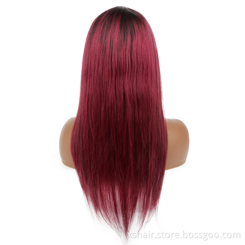 Wholesale 10-30inchs Headband Wig 10a wigs Headband Wig Ombre 99J Burgundy Color Straight Human Hair